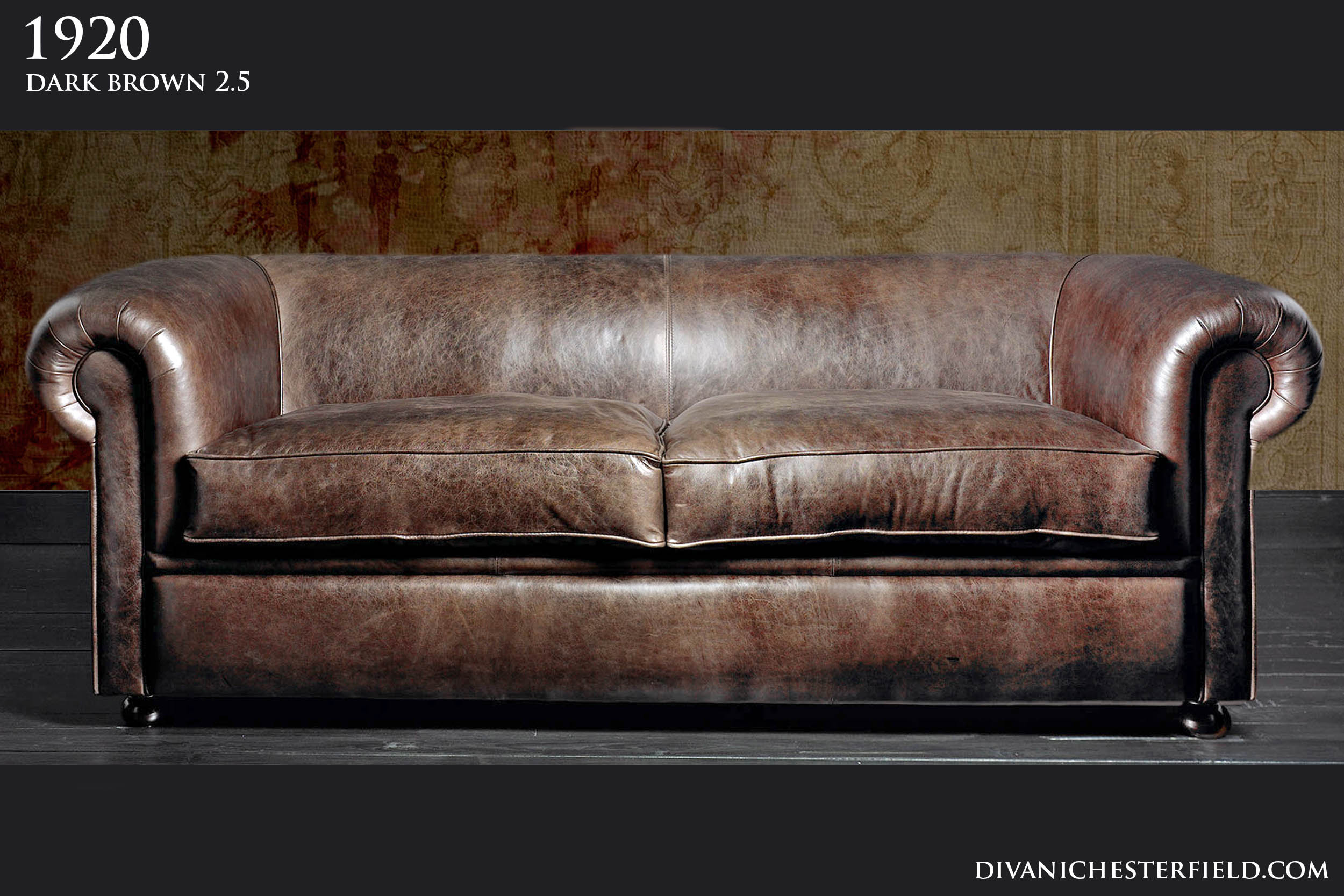 divano chester moderno pelle liscia marrone