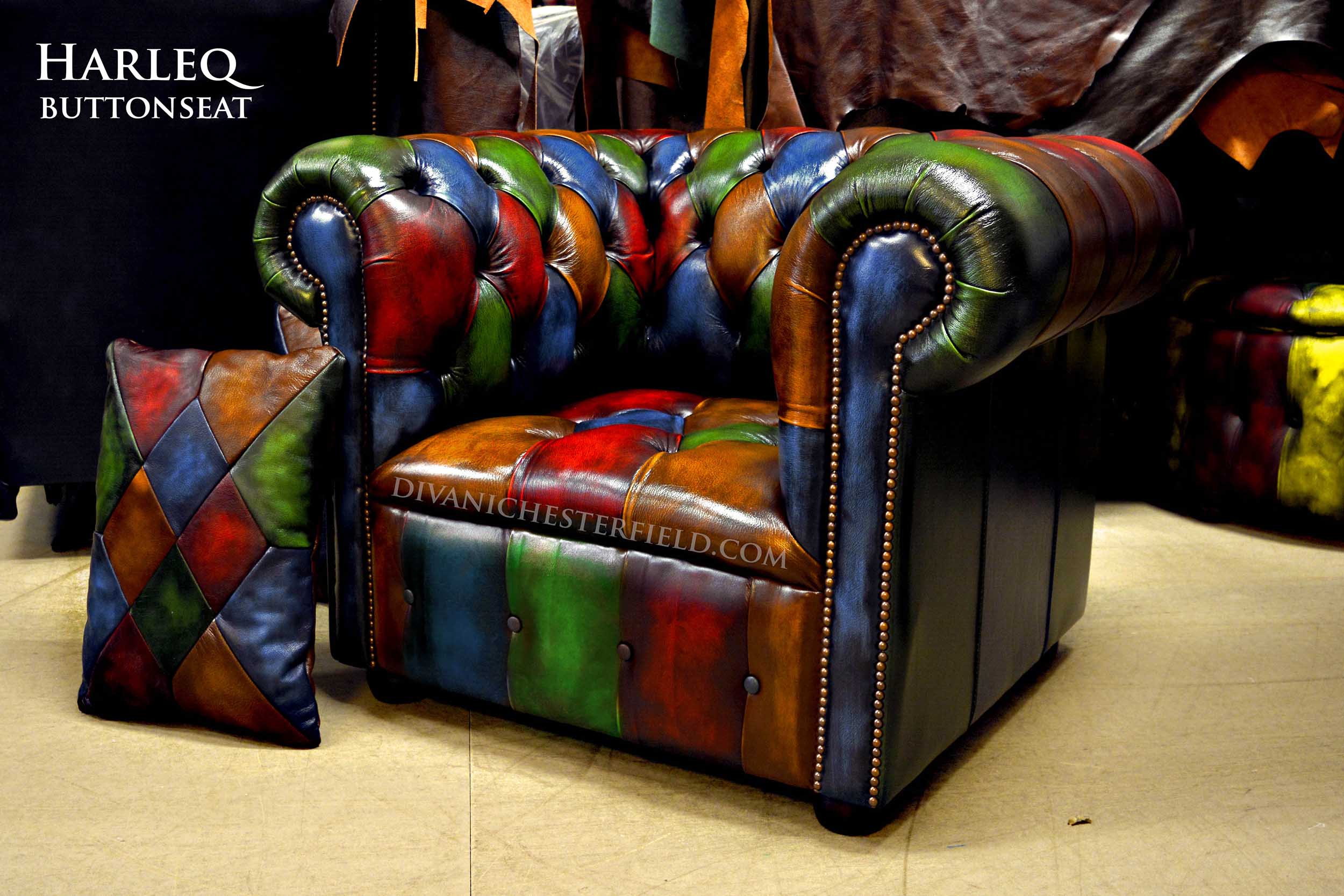 poltrona chesterfield patchwork harleq vintage