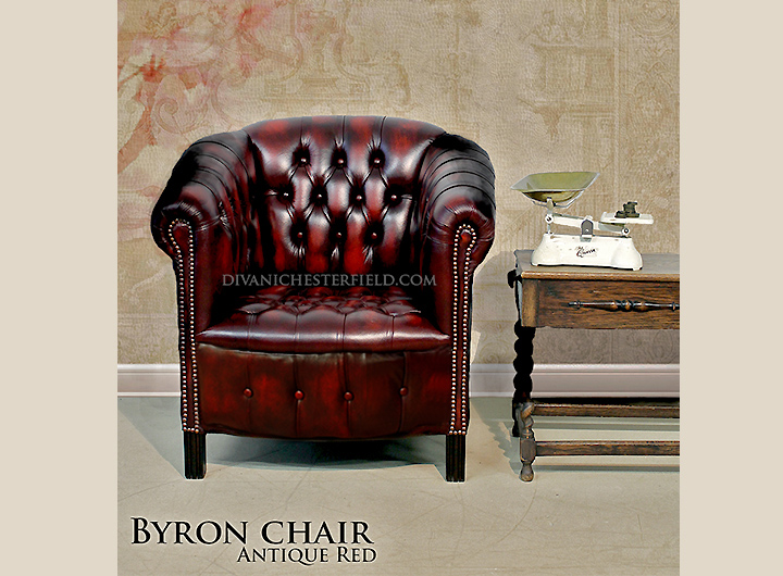 poltroncina chesterfield inglese byron dimensioni ridotte pelle rossa bordeaux