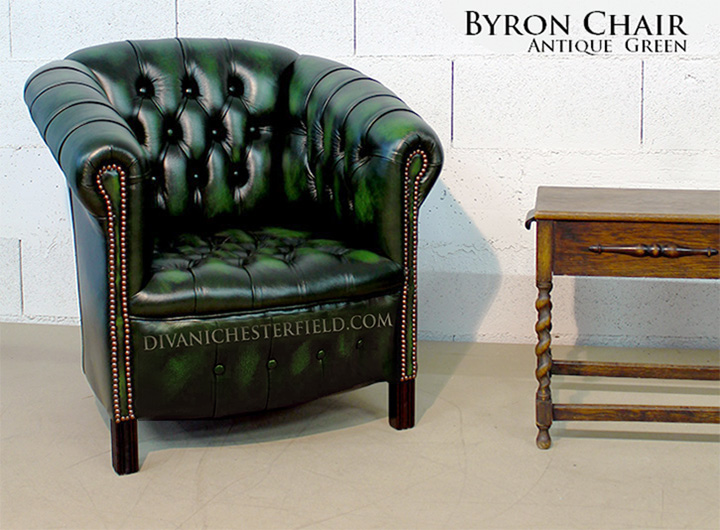 poltroncina chesterfield inglese byron dimensioni ridotte pelle verde